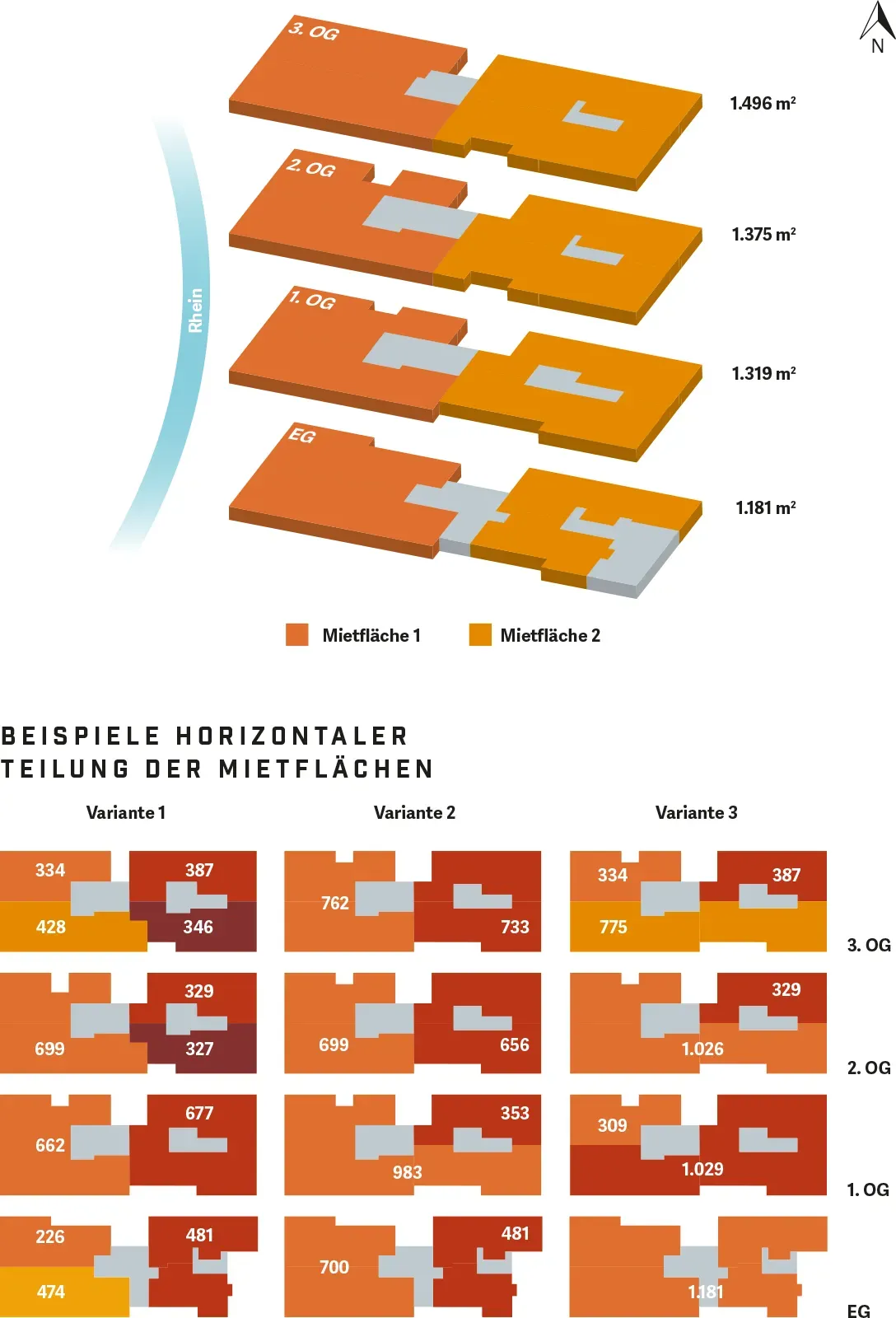 AQA & RIVA Stackingplan, Teilung der Mietflächen